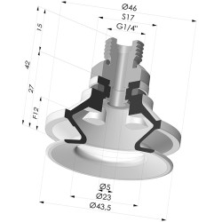 Bellows Suction Cup 1.5 folds Series 91, Ø 40 mm