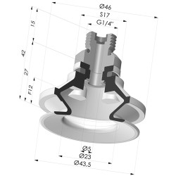 Bellows Suction Cup 1.5 folds Series 91, Ø 40 mm
