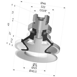 Bellows Suction Cup 1.5 folds Series 91, Ø 40 mm