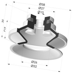 Bellows Suction Cup 1.5 folds Series 91, Ø 50 mm