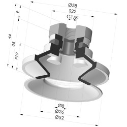 Bellows Suction Cup 1.5 folds Series 91, Ø 50 mm