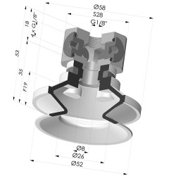 Bellows Suction Cup 1.5 folds Series 91, Ø 50 mm