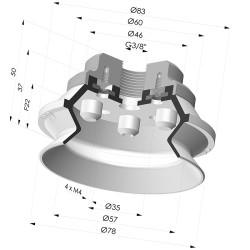 Bellows Suction Cup 1.5 folds Series 91, Ø 75 mm