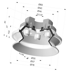 Bellows Suction Cup 1.5 folds Series 91, Ø 75 mm