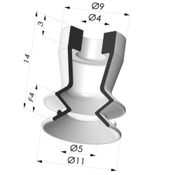 Bellows Suction Cup 1.5 folds Series 97B, Ø 11 mm