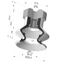 1.5 Bellows Suction Cup Series 97B Ø 20.4MM