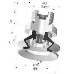 1.5 Bellows Suction Cup Series 97B Ø 31MM