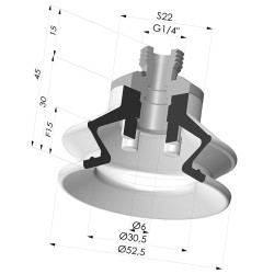 1.5 Bellows Suction Cup Series 97B Ø 52.5MM