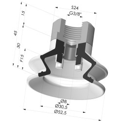 1.5 Bellows Suction Cup Series 97B Ø 52.5MM