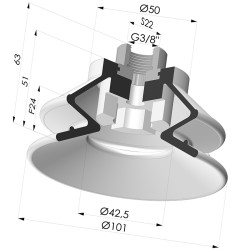 Bellows Suction Cup 1.5 folds Series 97B, Ø 100 mm