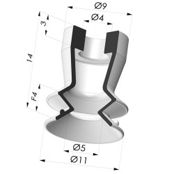 Bellows Suction Cup 1.5 folds Series 97C, Ø 11 mm
