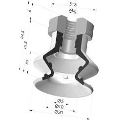 1.5 Bellows Suction Cup Series 97C Ø 20.4MM