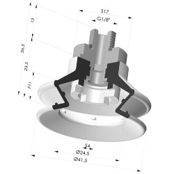 1.5 Bellows Suction Cup Series 97C Ø 41.4MM