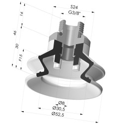 1.5 Bellows Suction Cup Series 97C Ø 52.5MM