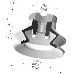 1.5 Bellows Suction Cup Series 97C Ø 52.5MM