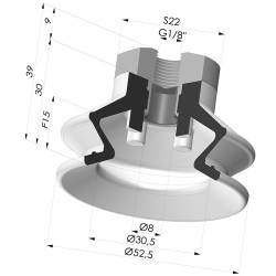 1.5 Bellows Suction Cup Series 97C Ø 52.5MM