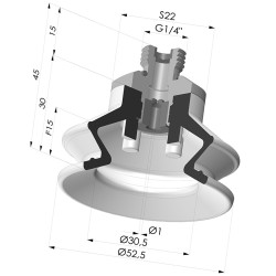1.5 Bellows Suction Cup Series 97C Ø 52.5MM