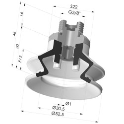 1.5 Bellows Suction Cup Series 97C Ø 52.5MM