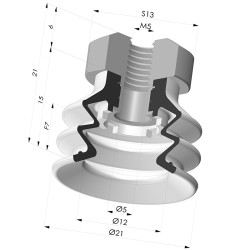 2.5 Bellows Suction Cup Series 96B Ø 20MM