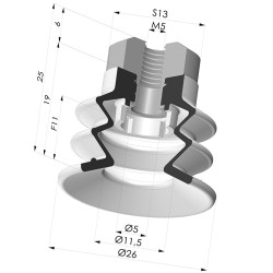 2.5 Bellows Suction Cup Series 96B Ø 25MM