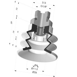 2.5 Bellows Suction Cup Series 96B Ø 25MM