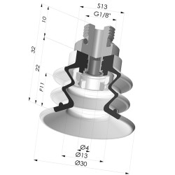 2.5 Bellows Suction Cup Series 96B Ø 30MM