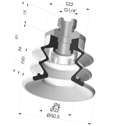 2.5 Bellows Suction Cup Series 96B Ø 50MM