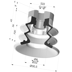 2.5 Bellows Suction Cup Series 96B Ø 50MM