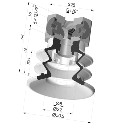 2.5 Bellows Suction Cup Series 96B Ø 50MM