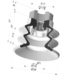 Bellows Suction Cup 2.5 folds Series 96C, Ø 40 mm