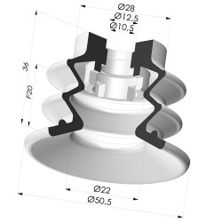 Bellows Suction Cup 2.5 folds Series 96C, Ø 50 mm