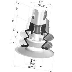 2.5 Bellows Suction Cup Series 96 Ø 25MM