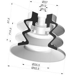 Bellows Suction Cup 2.5 folds Series 96, Ø 52 mm