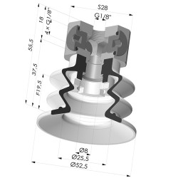 Bellows Suction Cup 2.5 folds Series 96, Ø 52 mm