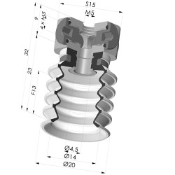 Bellows Suction Cup 4.5 folds Series 92, Ø 20 mm