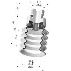 Bellows Suction Cup 4.5 folds Series 92, Ø 20 mm