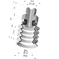 Bellows Suction Cup 4.5 folds Series 92, Ø 20 mm