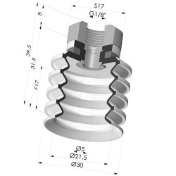Bellows Suction Cup 4.5 folds Series 92, Ø 30 mm