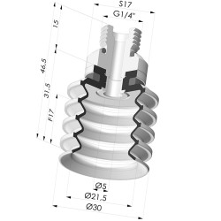 Bellows Suction Cup 4.5 folds Series 92, Ø 30 mm