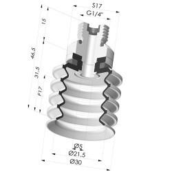 Bellows Suction Cup 4.5 folds Series 92, Ø 30 mm