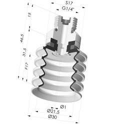 Bellows Suction Cup 4.5 folds Series 92, Ø 30 mm