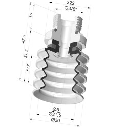 Bellows Suction Cup 4.5 folds Series 92, Ø 30 mm