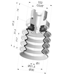 Bellows Suction Cup 4.5 folds Series 92, Ø 30 mm