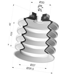 Bellows Suction Cup 4.5 folds Series 92, Ø 40 mm
