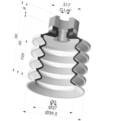Bellows Suction Cup 4.5 folds Series 92, Ø 40 mm