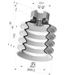 Bellows Suction Cup 4.5 folds Series 92, Ø 40 mm