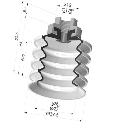 Bellows Suction Cup 4.5 folds Series 92, Ø 40 mm
