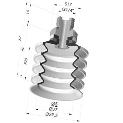 Bellows Suction Cup 4.5 folds Series 92, Ø 40 mm