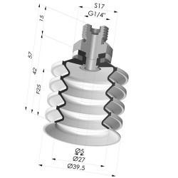 Bellows Suction Cup 4.5 folds Series 92, Ø 40 mm