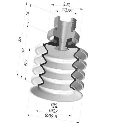 Bellows Suction Cup 4.5 folds Series 92, Ø 40 mm